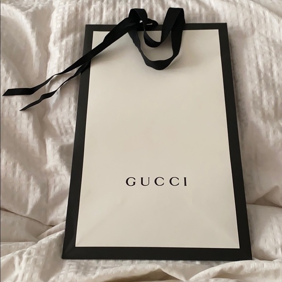 SMALL BLACK AND WHITE GUCCI SHOPPING BAG NEW - Picture 1 of 8